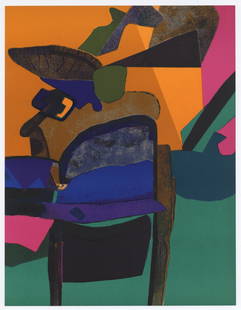 Maurice Esteve original lithograph "Bossaille": Medium: original lithograph. Printed in 1975 on Arches paper for the special "Homage to Esteve" issue of the art revue XXe Siecle, and published in Paris by San Lazzaro. Size: 12 1/4 x 9 3/8 inches (3