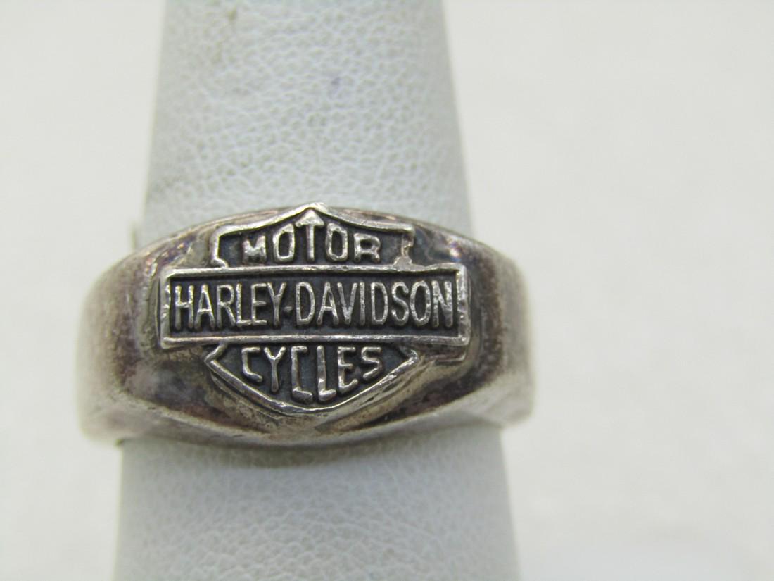 Vintage Sterling Silver Harley Davidson Motorcycles Ring, Unisex, Sz. 9 (1 of 6)