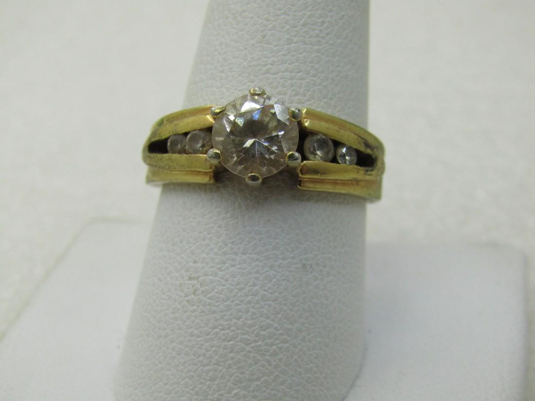 Vintage 10kt GF Engagement Ring, Sz, 8.5mm Clear Stones (1 of 7)