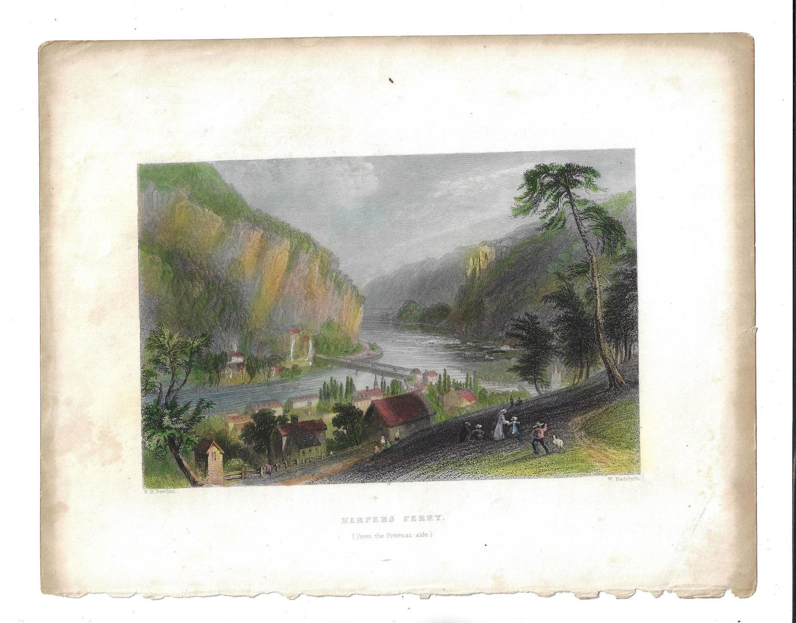 1840 Handcolored Bartlett Engraving Harpers Ferry (1 of 1)
