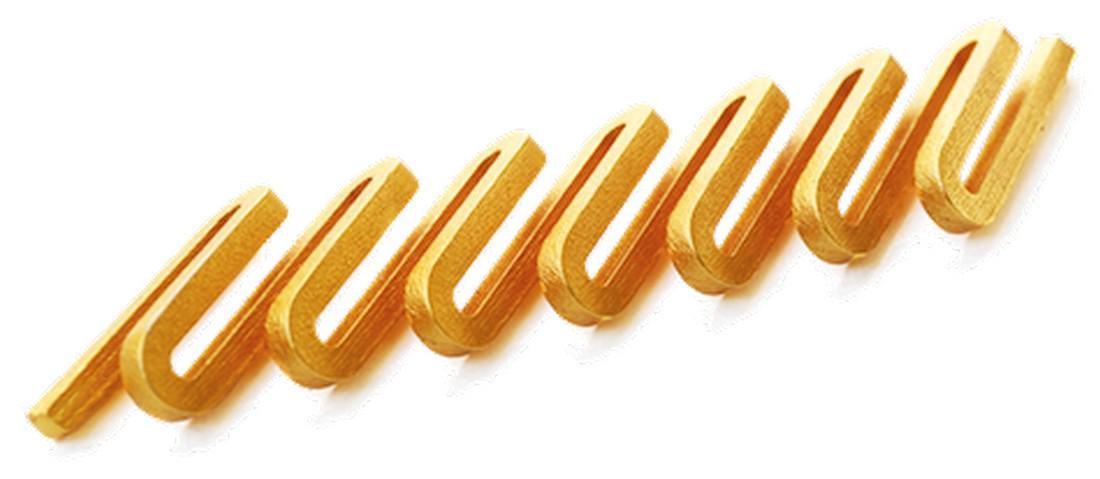 Tauba Auerbach-Reciprocal Helix(2) 2014: Artist: Tauba Auerbach Title: Reciprocal Helix(2) 2014 Medium: 3D printed matte gold steel Size: 5 1/2" x 1 1/4" x 2/5" signed and numbered certificate ed. 100 Reserve: $500.00 Shipping: Domestic: Fla