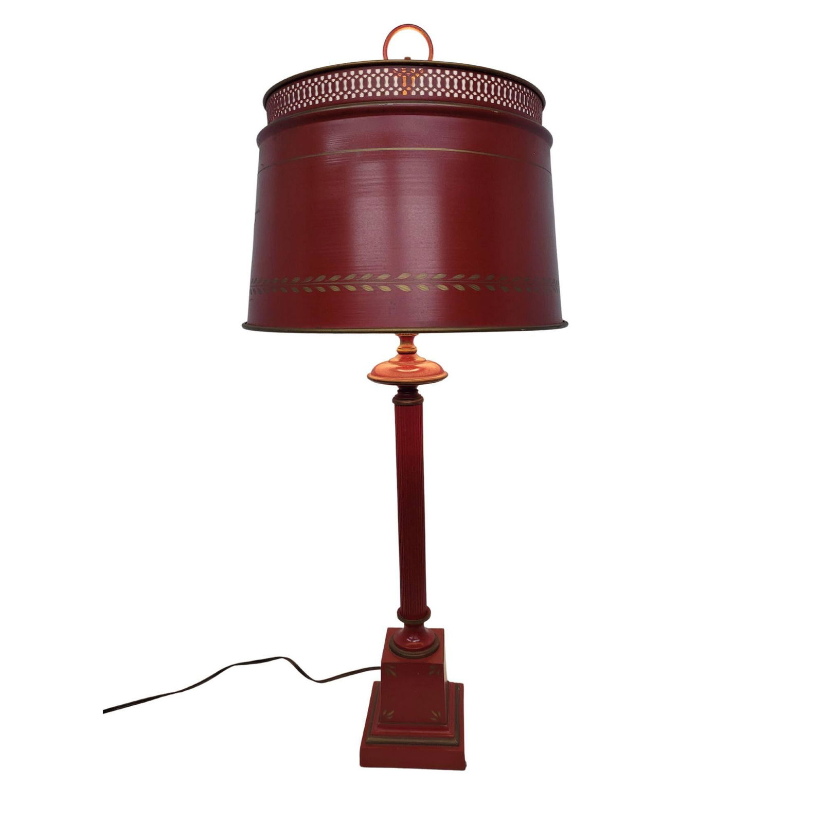 Vintage Red and Gold Neoclassical tole metal desk or table lamp (1 of 10)