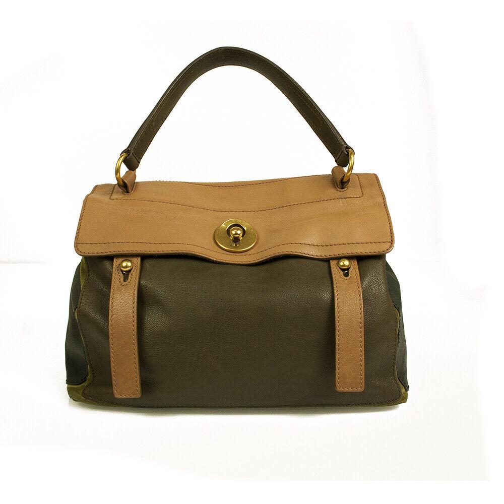 YSL Yves Saint Laurent Muse Tricolor Leather Suede Shoulder handbag Green Brown: YSL Yves Saint Laurent Muse Tricolor Leather Suede Shoulder handbag Green Brown Go for a statement finish with this YSL Muse Leather Bag. The tricolor combination of leather and suede, make this bag s