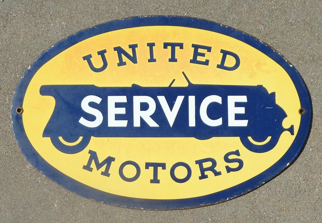 rare old porcelain sign advertising United Motors Service (1 of 2)