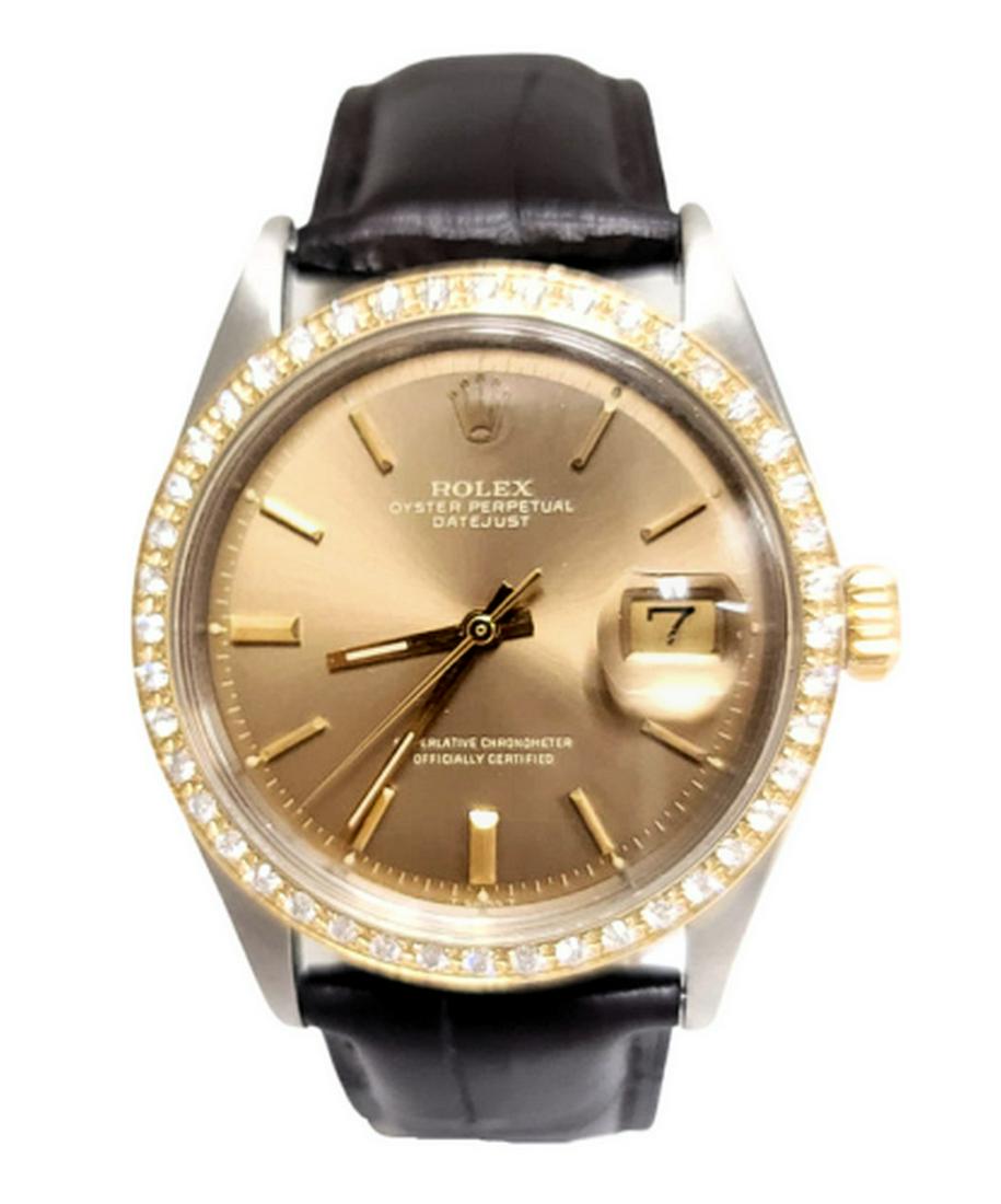 36MM ROLEX DATEJUST TWO TONE STEEL & 18K 1ct DIAMOND BRONZE DIAL WATCH (1 of 6)