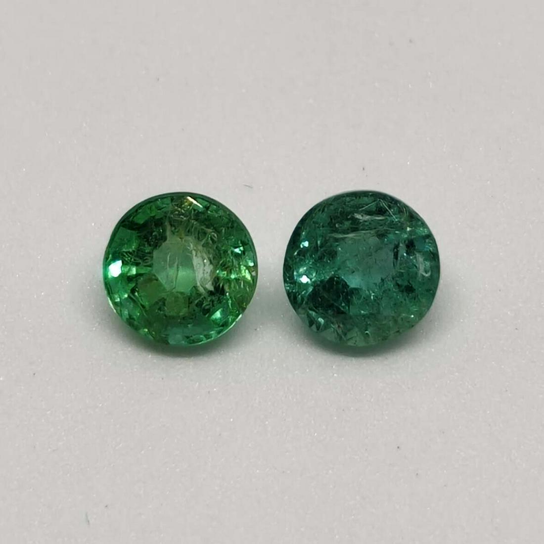 1.25 ct Natural Zambian Emerald Round Pair (1 of 1)