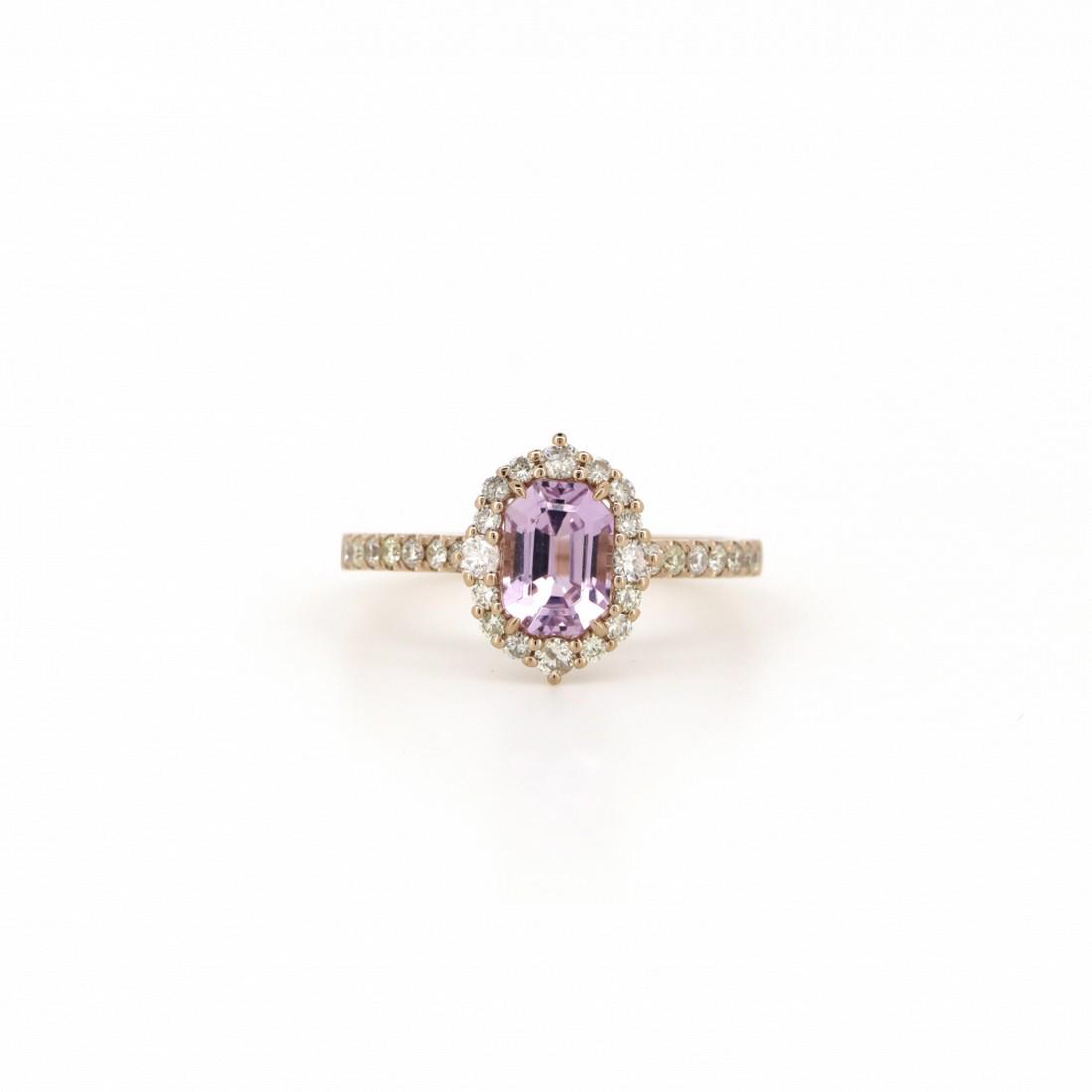 14K Rose Gold 1.13ct Kunzite and Diamond Antique Style Ring (1 of 4)