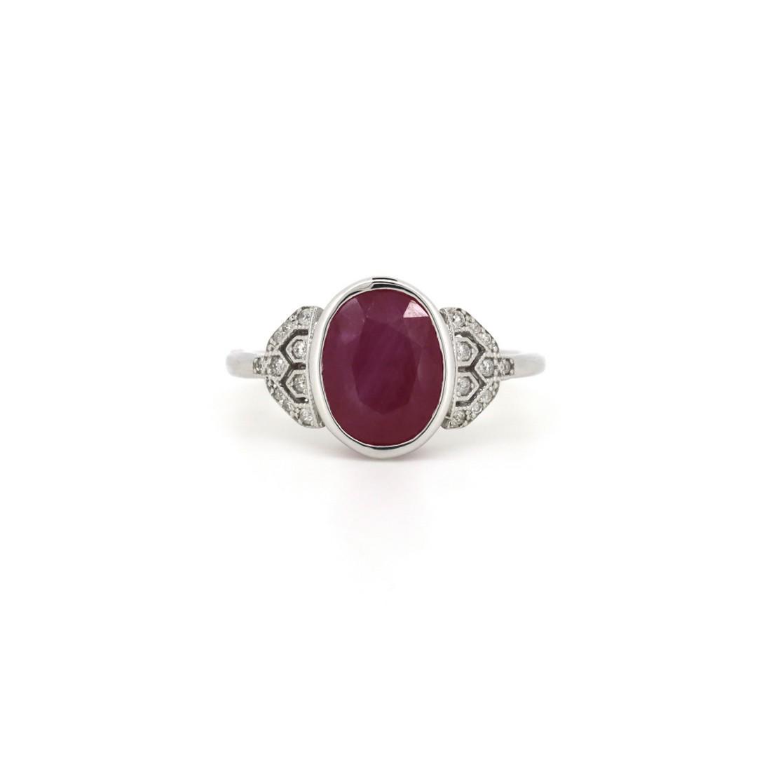 14K White Gold 4.97ct Ruby and Diamond Vintage Style Ring (1 of 4)