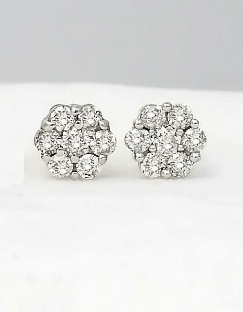 .25 CT. T.W. Round Diamond Composite Flower Stud Earrings in 14K White Gold (1 of 8)