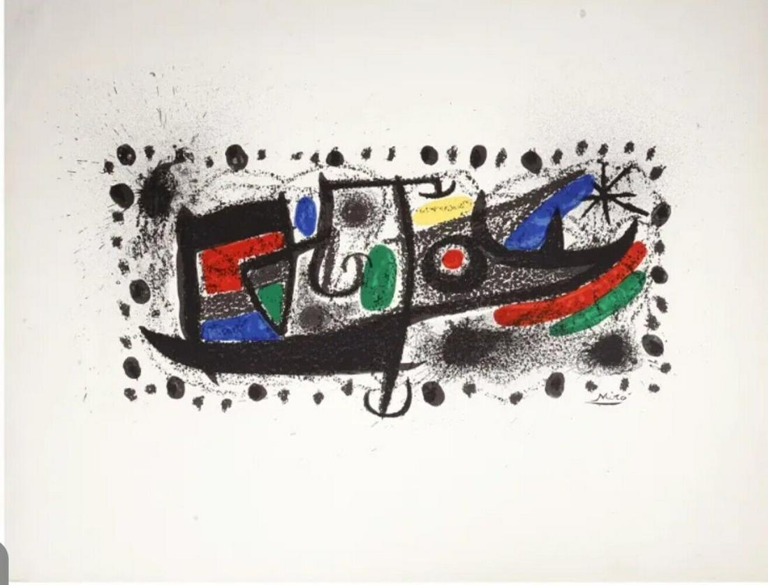 1970 JOAN MIRO Limited Edition Abstract Lithograph STARLIGHT: 1970 JOAN MIRO Limited Edition Abstract Lithograph STARLIGHT.Joan Miro, Spanish, Catalan, 1893 to 1983, color lithograph on paper, Star Scene, 1969. Signed in the plate lower right. Joan Miro, a Catal