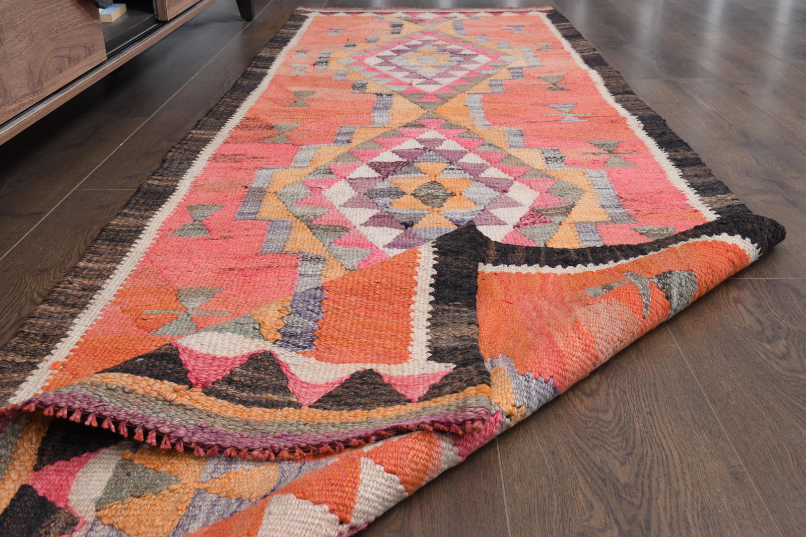 3x9 Turkish Kilim Orange Rug (1 of 10)