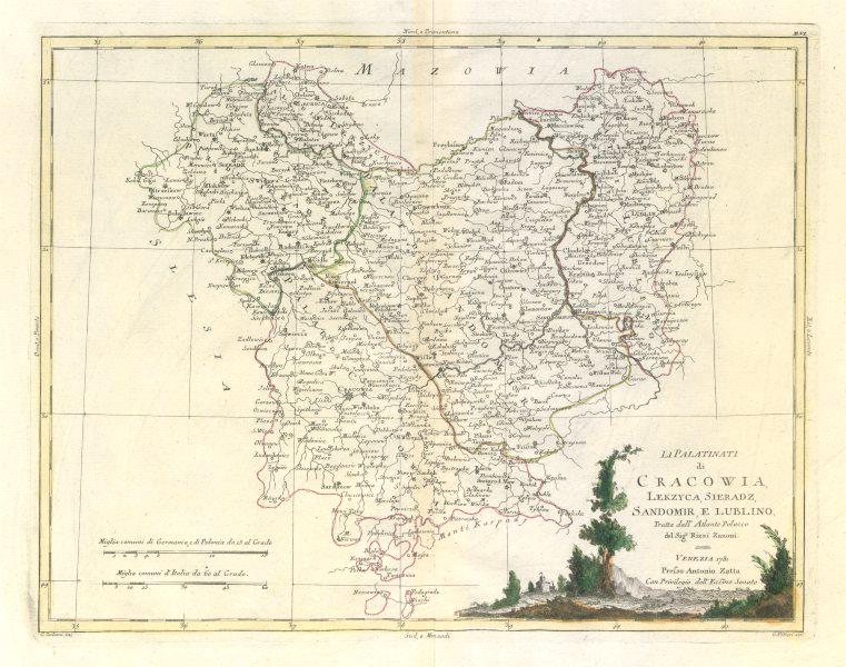 Li Palatinati di Cracowia, Lekzyca, Sieradz… SE Poland. Krakow. ZATTA 1783 map (1 of 2)