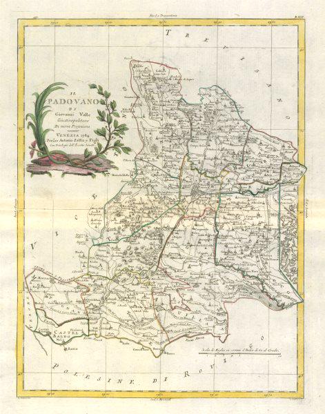 Il Padovano…. Padua province, Veneto, Italy. ZATTA 1784 old antique map (1 of 2)