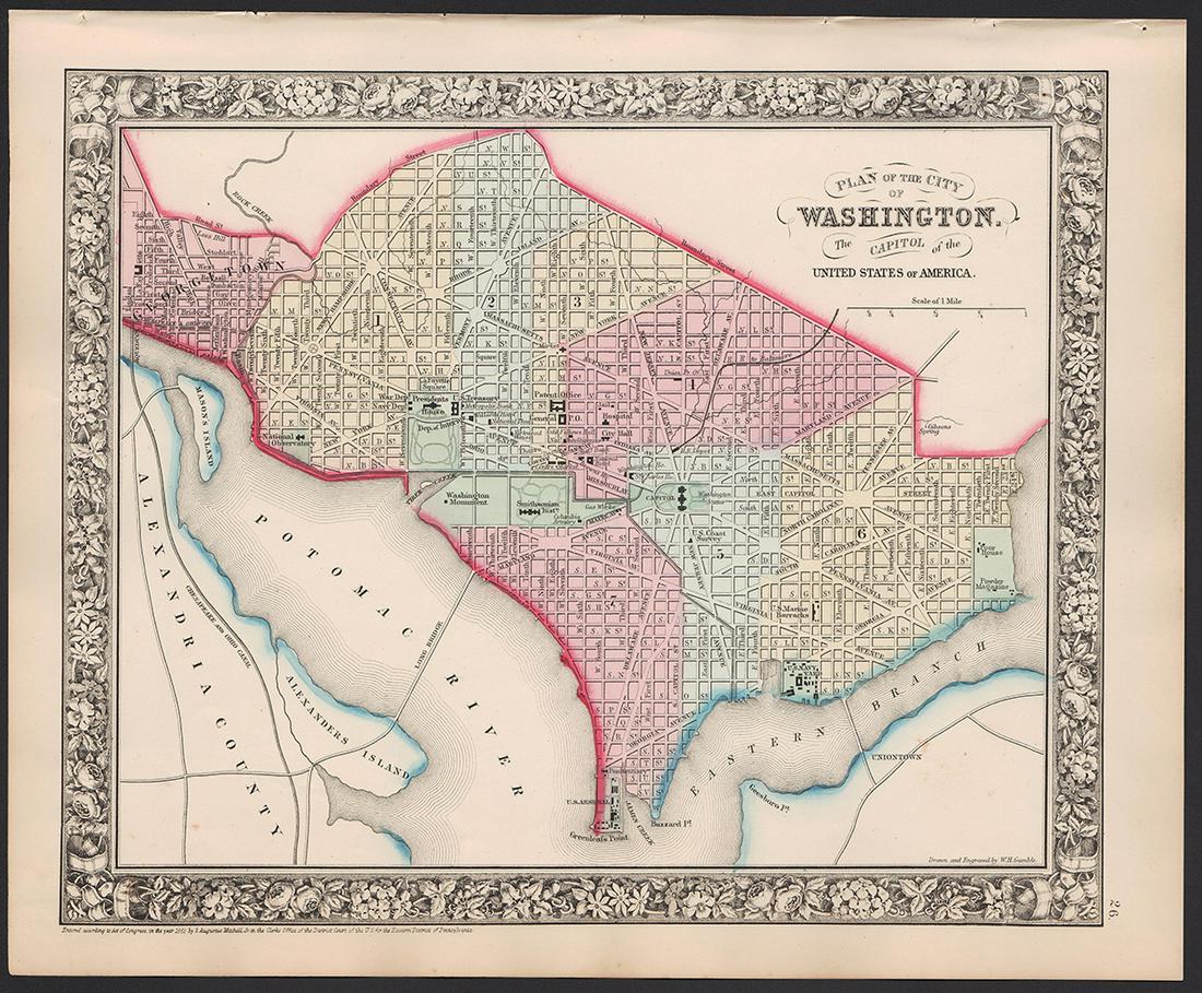 Plan of the City of Washington, D. C., Mitchell 1864 (1 of 4)