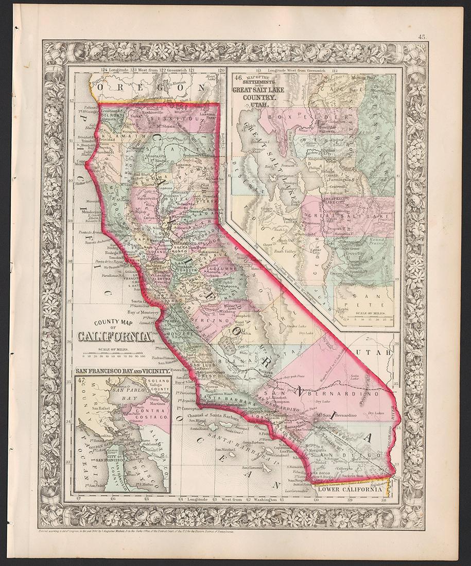 Prime example of 1860 California map (1 of 5)