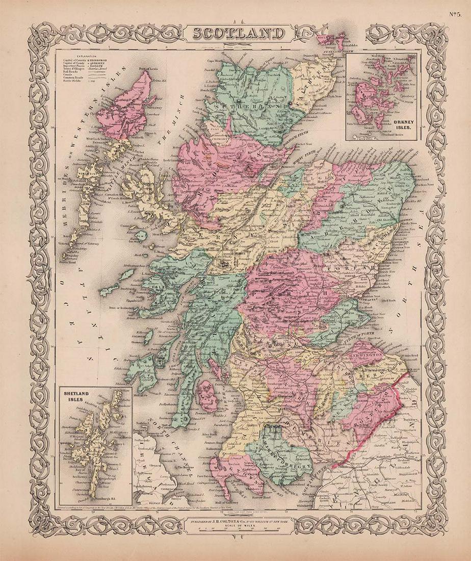 Excellent and scarce map of Scotland, 1855 (1 of 5)