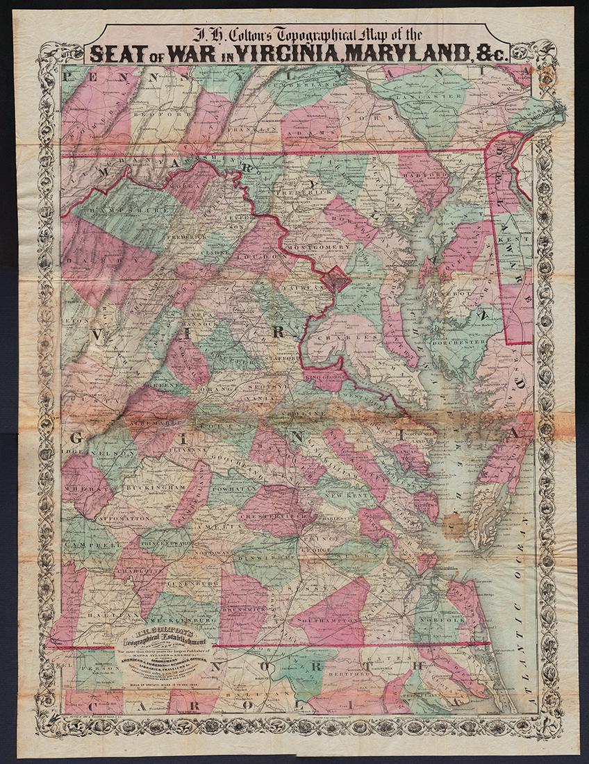 Rare Seat of War 1862 Civil War pocket map (1 of 12)