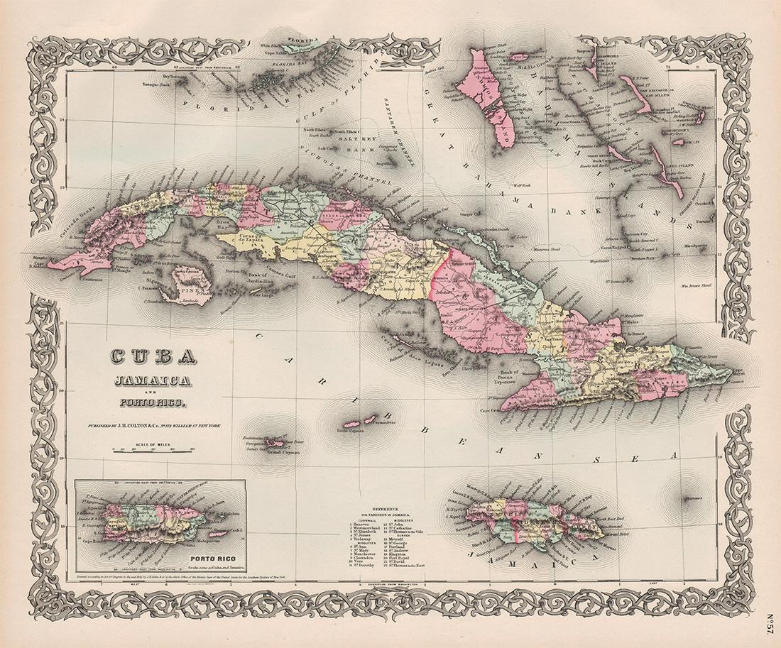 Map of Cuba, Jamaica & Puerto Rico, J. H. Colton (1 of 5)