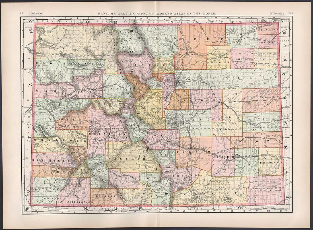 Desirable map of Colorado from huge, scarce McNally atlas (1 of 5)