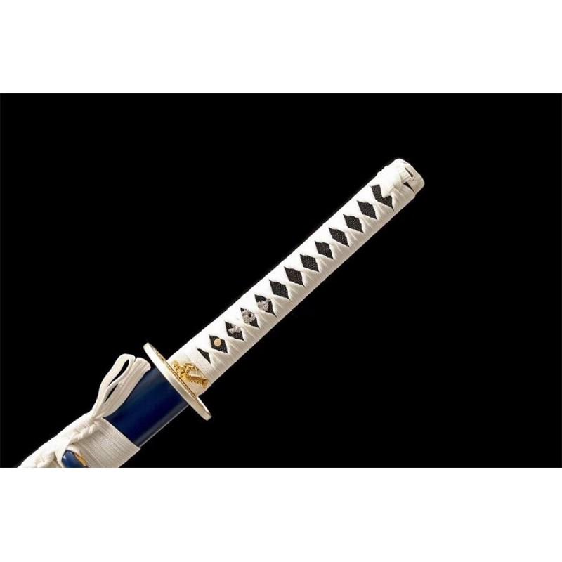 Set of carbon steel Japanese samurai sword alloy: Total length – 1050 \ 500 mm. Blade length – 720 \ 330 mm. Blade – carbon steel Handle – alloy Wooden sheath included Blade hardness – 58-60 HRС Blade Butt Thicknes