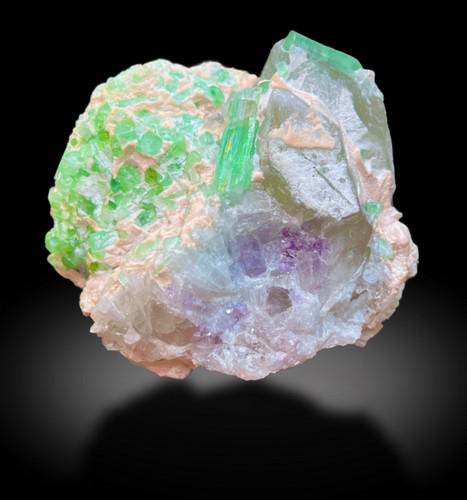 690 Grams Amazingly Damage Free Fabulous Green Tourmaline Crystal Cluster on a Beautiful Terminated (1 of 8)