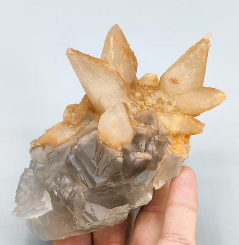 534 Gram Beautiful Natural  Cubic Flourite With Calcite Specimen (1 of 6)