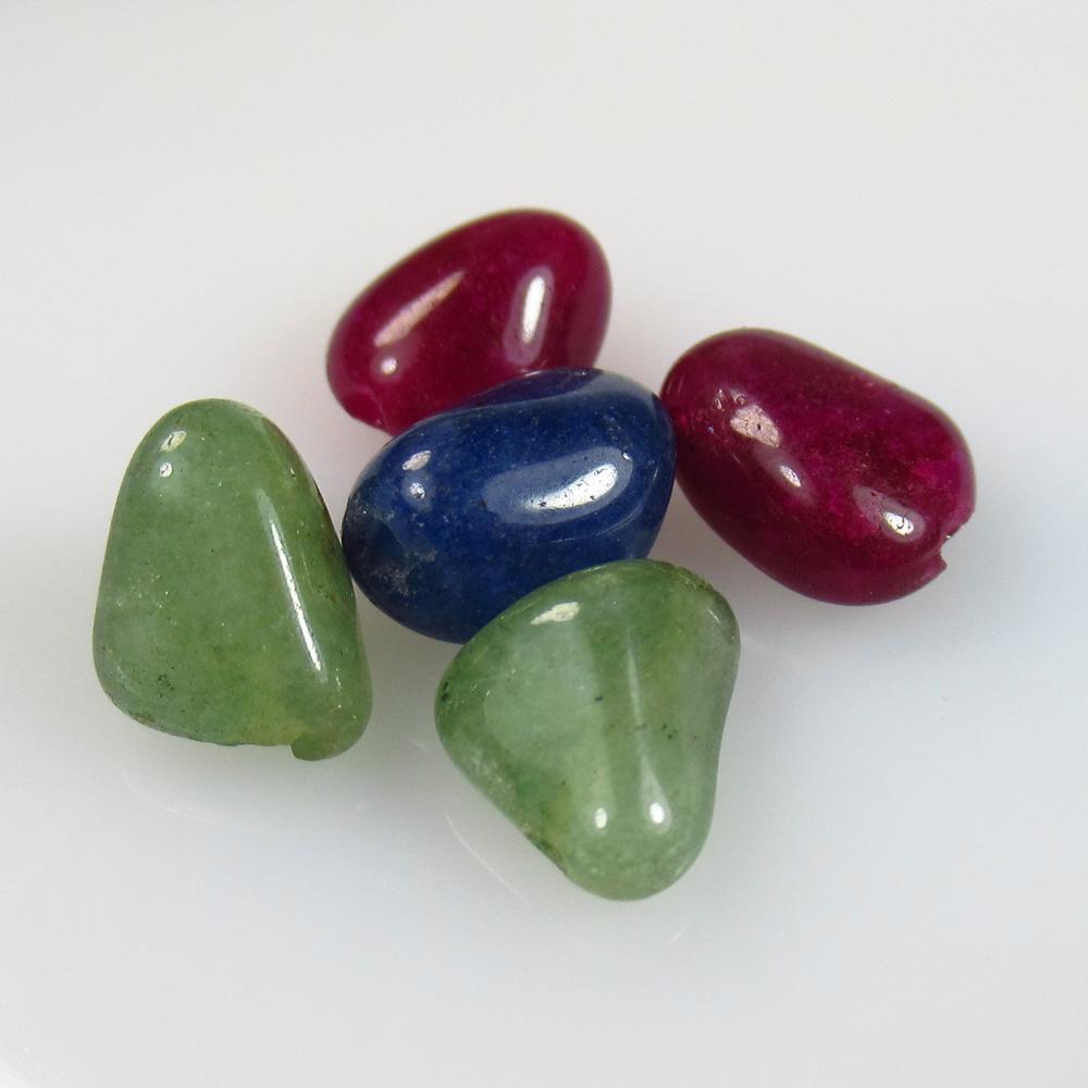 11.29 Ctw Natural 5 Emerald Ruby Sapphire Dumble Beads (1 of 2)