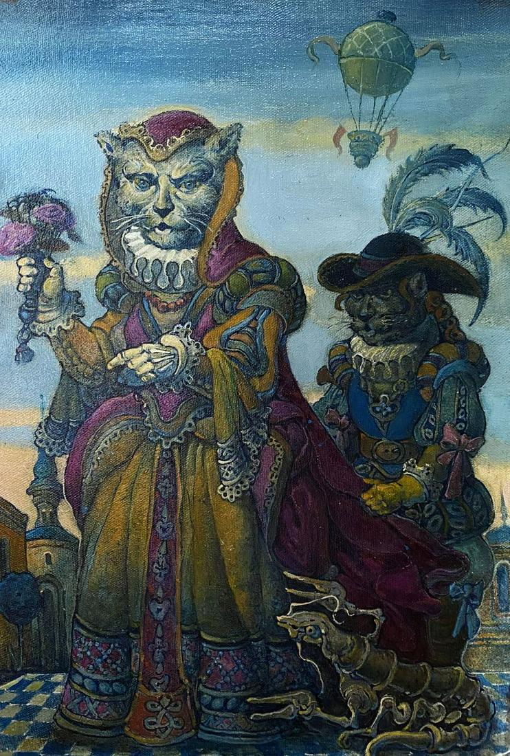 Oil painting Fantastic cats Litvinov Oleg Arkad'yevich (1 of 11)