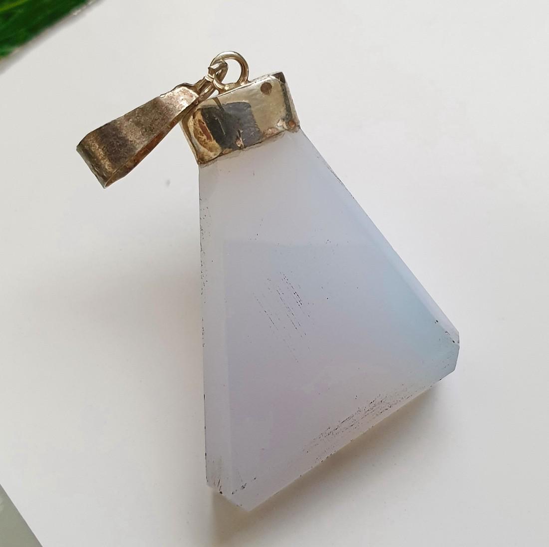 Natural & Unheated~ Blue Chalcedony Pendant With Silver Cap (1 of 4)