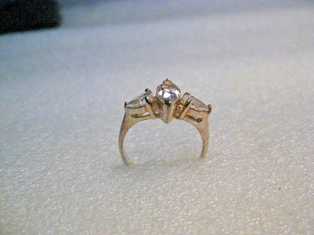 Sterling Silver Faux Pink Topaz Ring, Clear Stones, Size 6.5, 2.70 gr. (1 of 6)