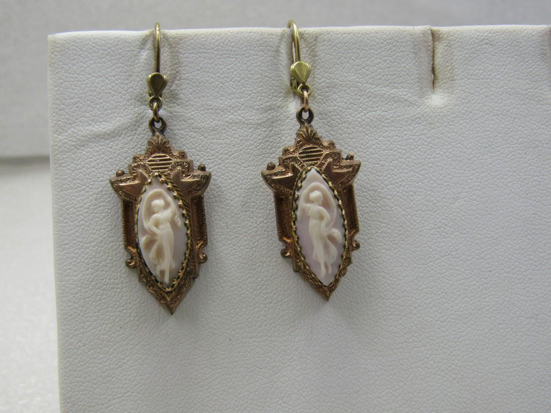 Vintage 12kt GFCameo Earrings, Leverback, K&L Germany: Vintage 12kt GFCameo Earrings, Lever back, K&L Germany. Age is appx. 1920's-1930's. K & L is Kordes Lichtenfels, a German cmpany from the 1880's into the 1960's. these have an early stamped setting wi