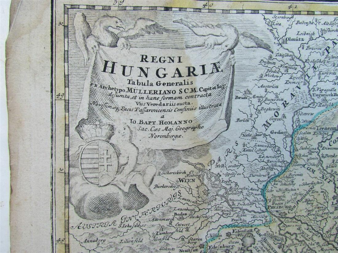 1720 antique MAP of HUNGARY TRANSYLVANIA ROMANIA 18th CENTURY (1 of 8)