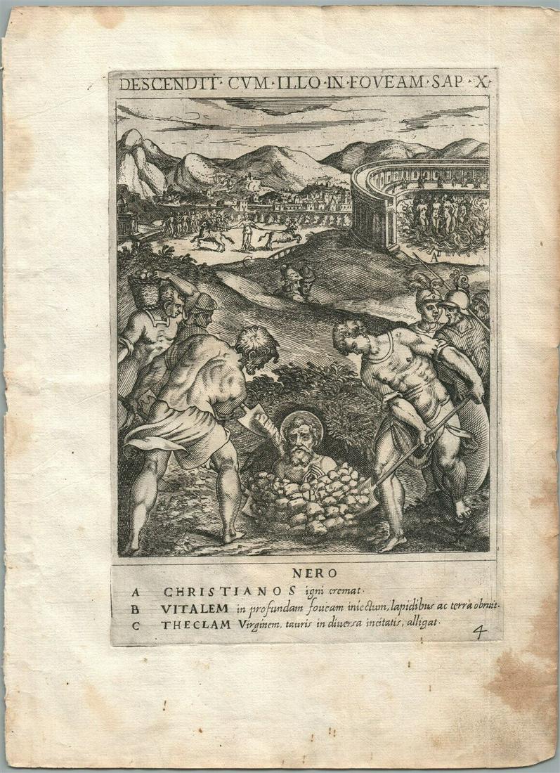 1585 ENGRAVING MARTYRDOM SCENE by CAVALIERI Ecclesiae militantis triumphi # 4 (1 of 2)