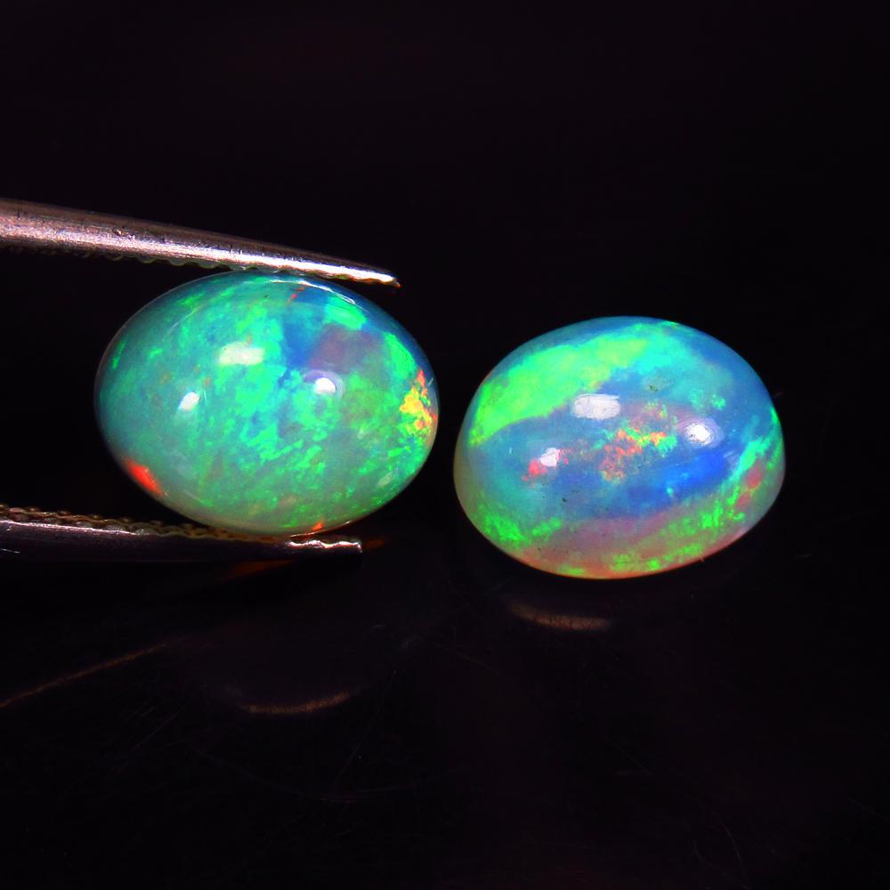 3.63 Ctw Natural Multi-Color Opal Oval Cabochon Pair (1 of 2)