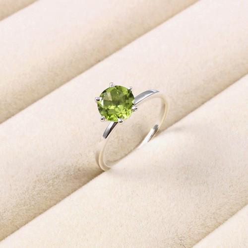 Natural Peridot 925 Sterling Silver Wedding Ring (1 of 3)