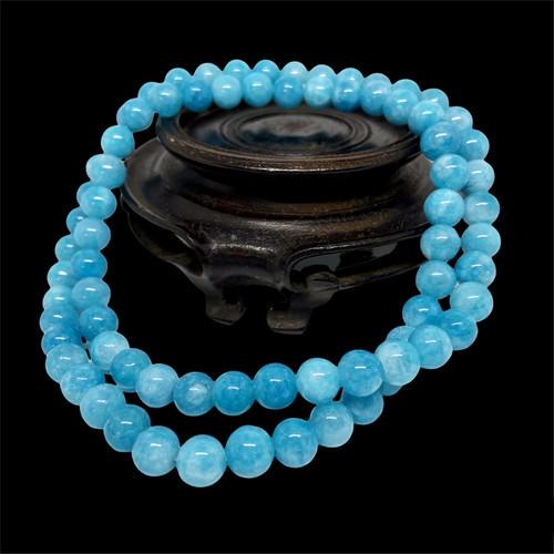 Natural Gemstone Aquamarine 8mm round beads necklace (1 of 5)