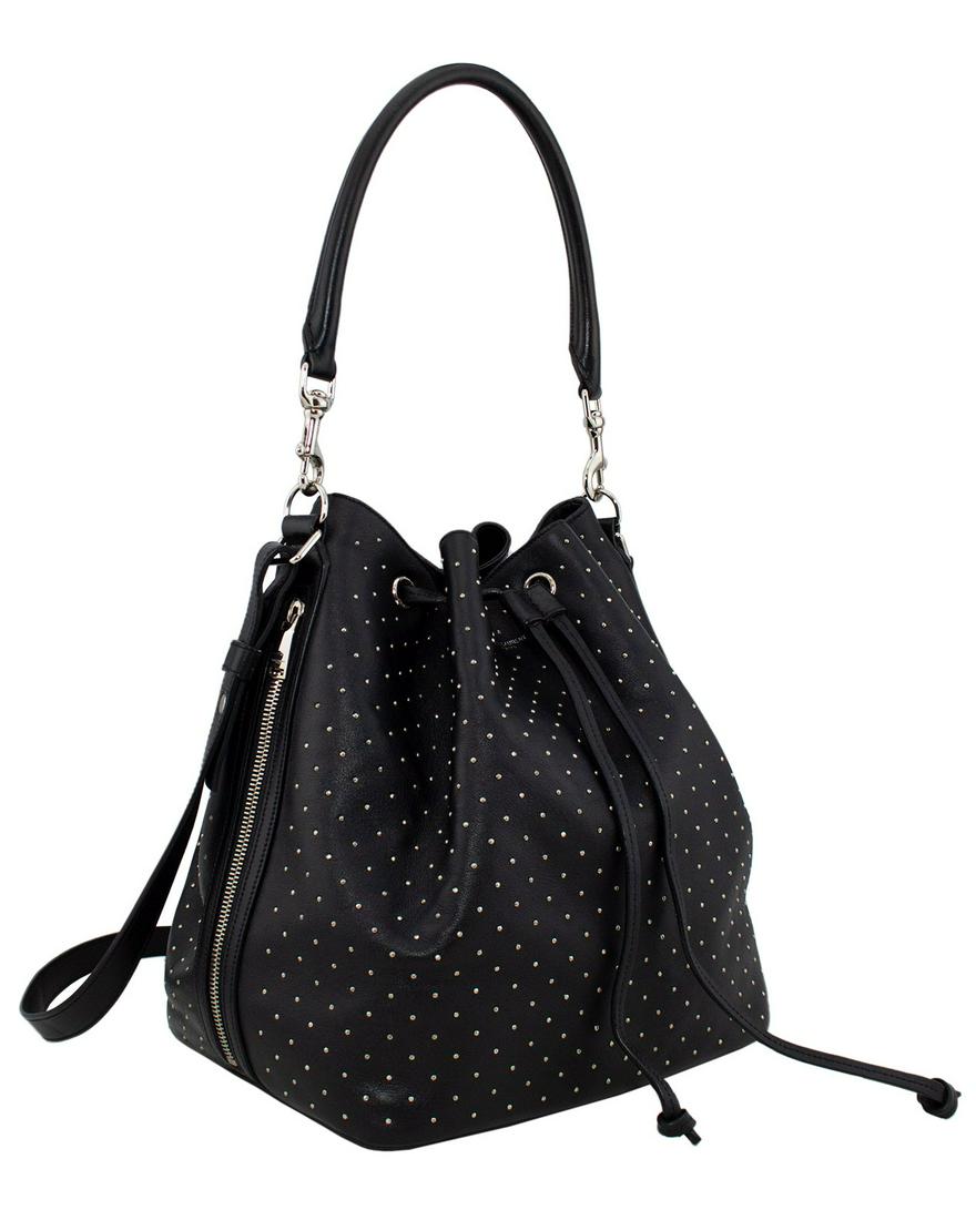 Yves Saint Laurent Black Leather Studded Emmanuelle Bucket Bag (1 of 8)