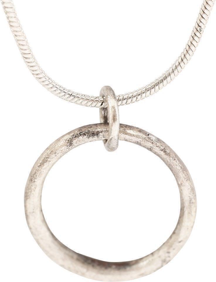 CELTIC PROSPERITY RING NECKLACE: Worn in numbers on the surface of the jerkin, these small metal brooches provided a measure of protection against sword cuts and, in fact, were a form of armor. See current Public Television programmi