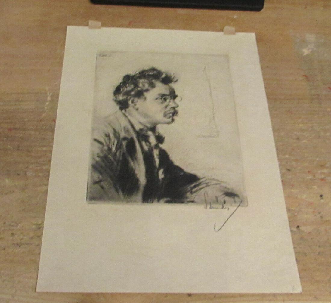 OTTO J. SCHNEIDER Hand Signed Etching Portrait of Artist B.J.O. Nordfeldt (1 of 4)