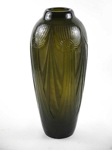 Large FRENCH ART DECO GLASS VASE LEGRAS Daum: French Art deco vase made in the 1930's by Legras , Auguste LEGRAS was a glass worker who bought the factory at Saint-Denis, near Paris, in 1864. He knew a great success with his famous enameled color