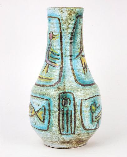 Mid CENTURY French pottery Accolay ceramic Vallauris Kostanda table lamp: Interesting large mid-century pottery from France Accolay , in Accolay a group of artist similar to the Vallauris group made famous by Picasso were experimenting to produce artistic pieces for everyda