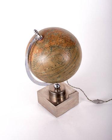 Adnet lighted French Glass Globe glass 1935 metal base (1 of 4)