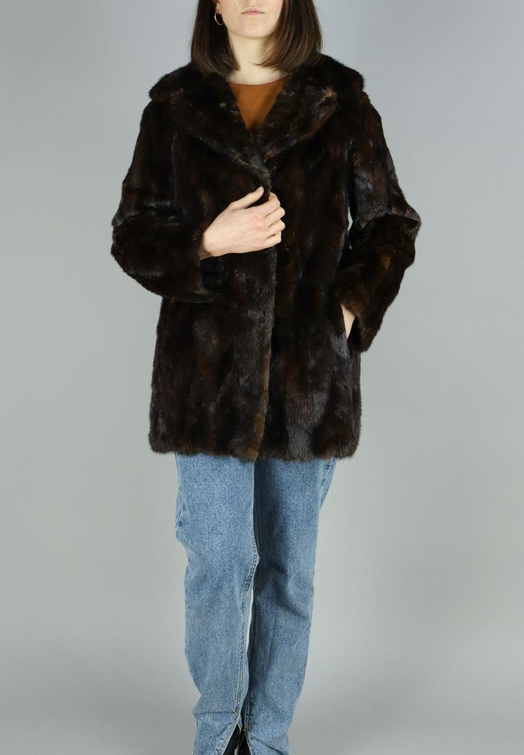 BROWN MINK FUR JACKET US 16 EU L (1 of 11)