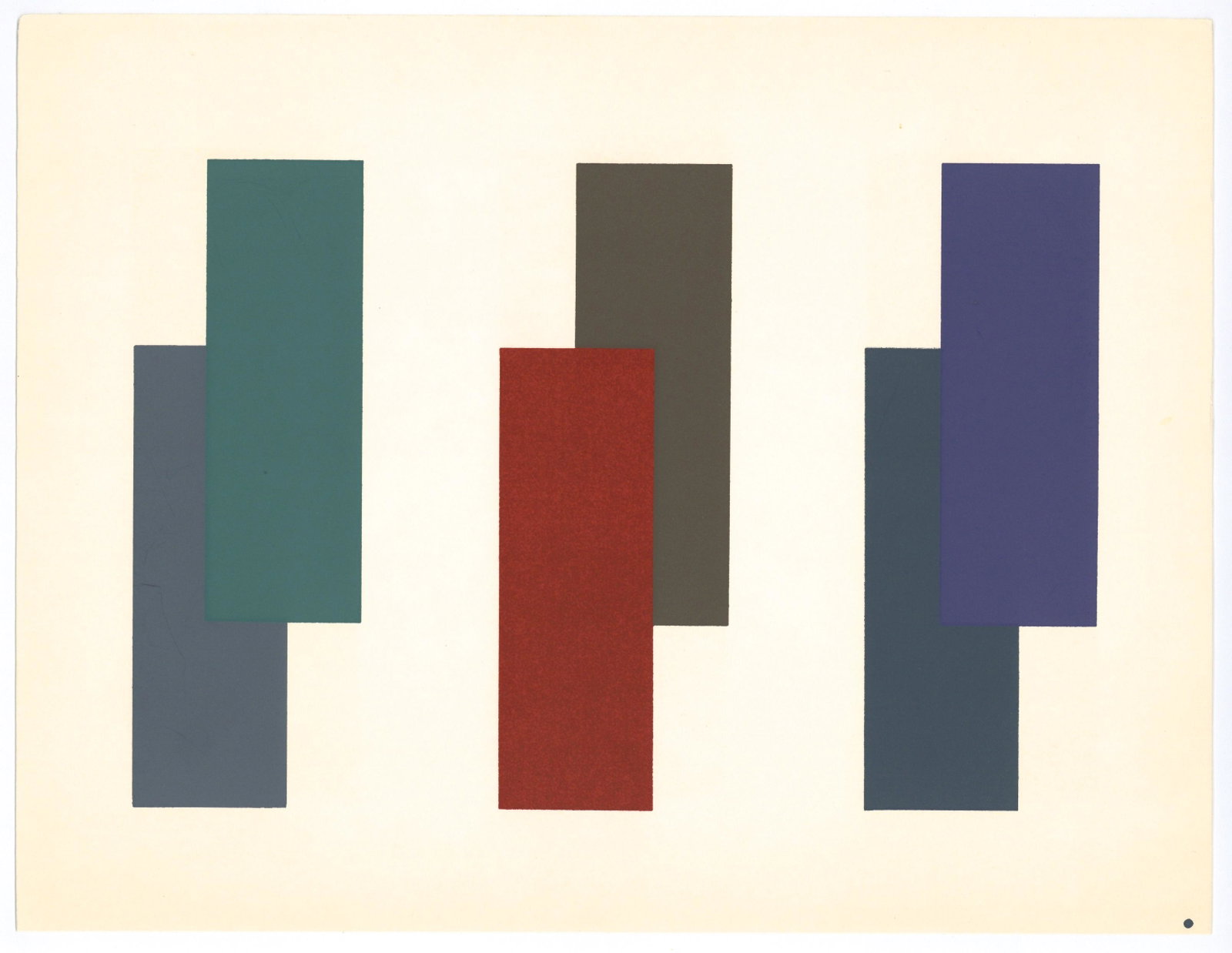 Josef Albers silkscreen | Interaction of Color, 1963: Medium: silkscreen / serigraph. This is one of the silkscreens from the important Albers project "Interaction of Color", published in 1963 by Yale University Press in an edition of 2000. The total she