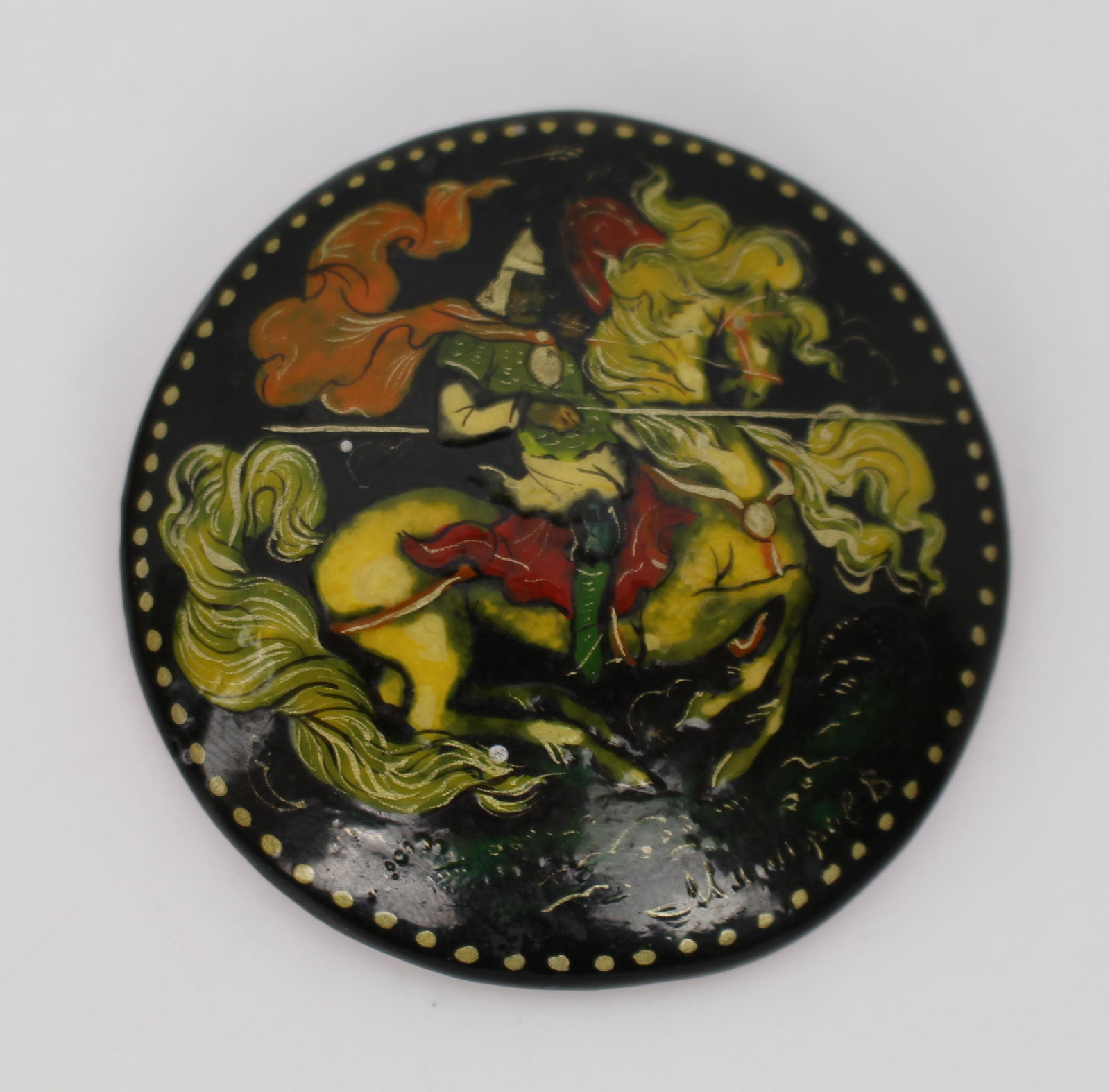 Hand Painted Knight on Steed Brooch (1 of 2)