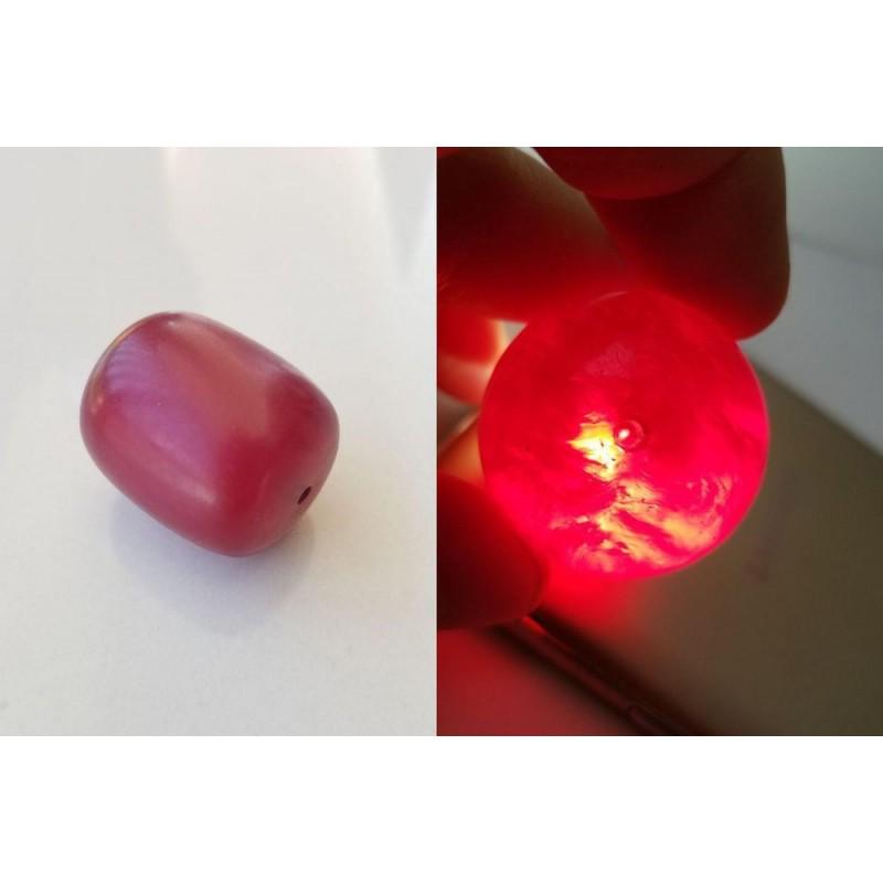 27 gr. Cherry Bakelite, Faturan, Amber imitation necklace, antique, vintage red color with smoke (1 of 8)