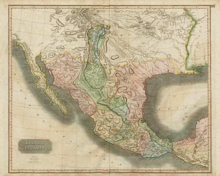 Spanish North America. THOMSON. Texas, Mexico & Southwestern USA 1817 map: TITLE/CONTENT OF MAP: Spanish North America [northern part] A large map of Texas, Mexico and the American Southwest, published in Edinburgh by John Thompson, based on the explorations of Humboldt and