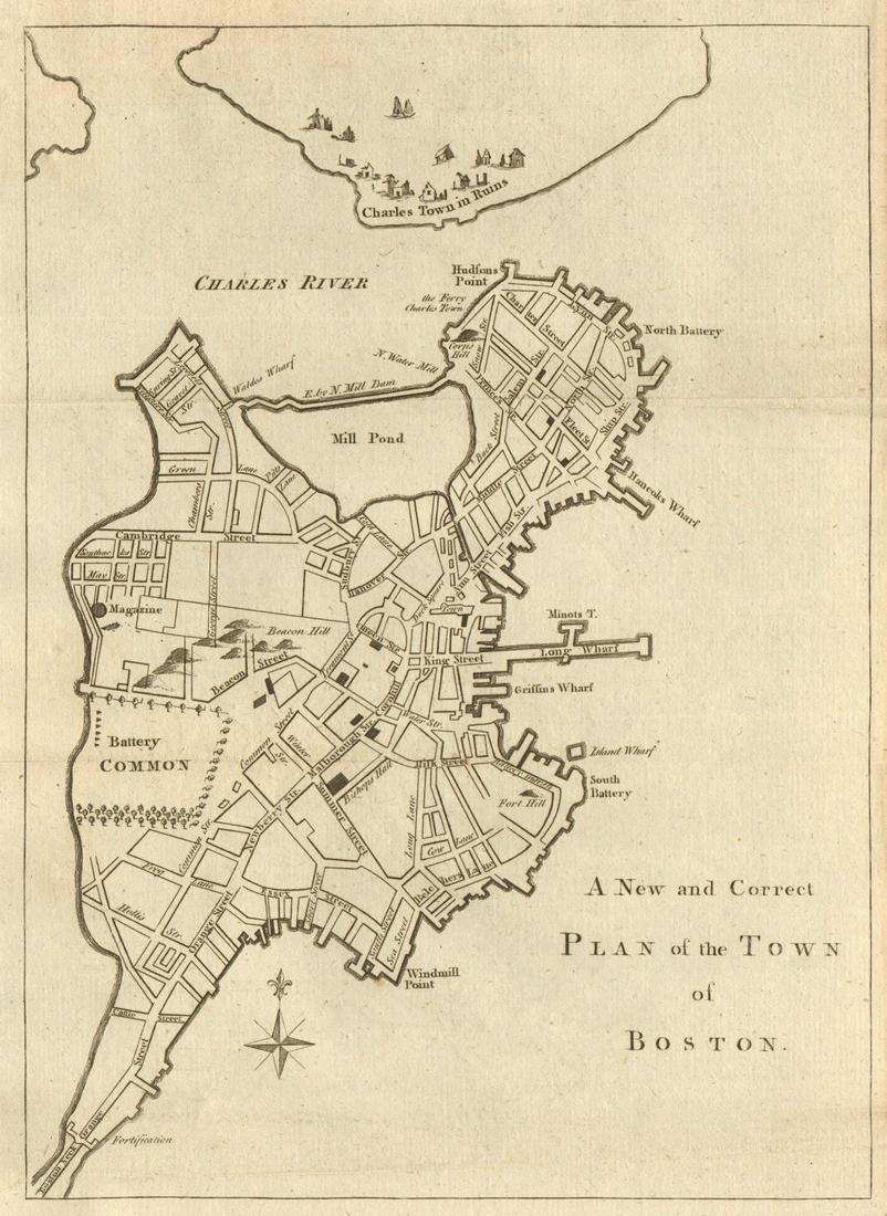A new and correct plan of the town of Boston. Massachusetts. GENTS MAG 1775 map (1 of 1)