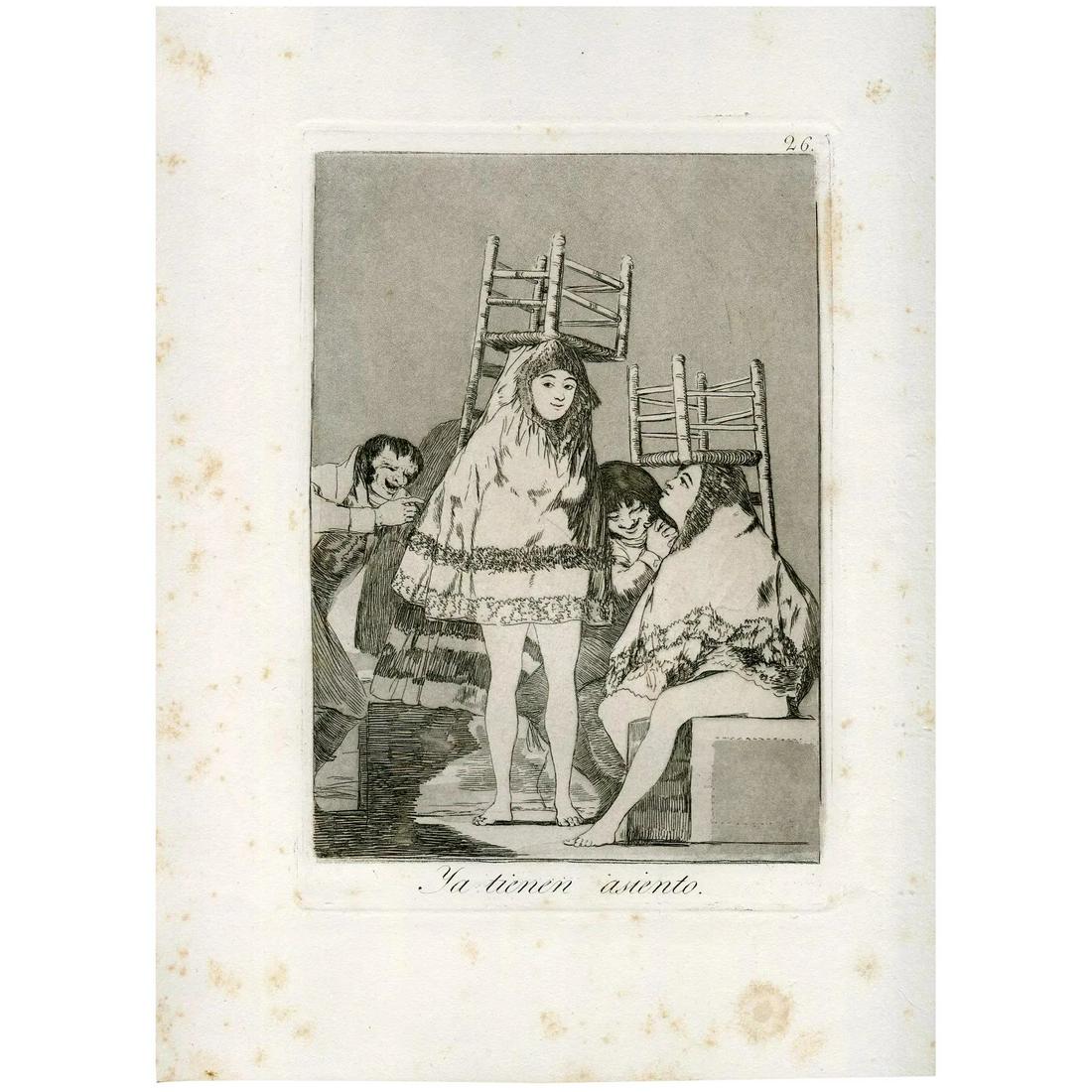 Goya etching. The Caprices, the Fifth Edition (1881-1886). Plate 26 'They've already got a seat'. (1 of 4)