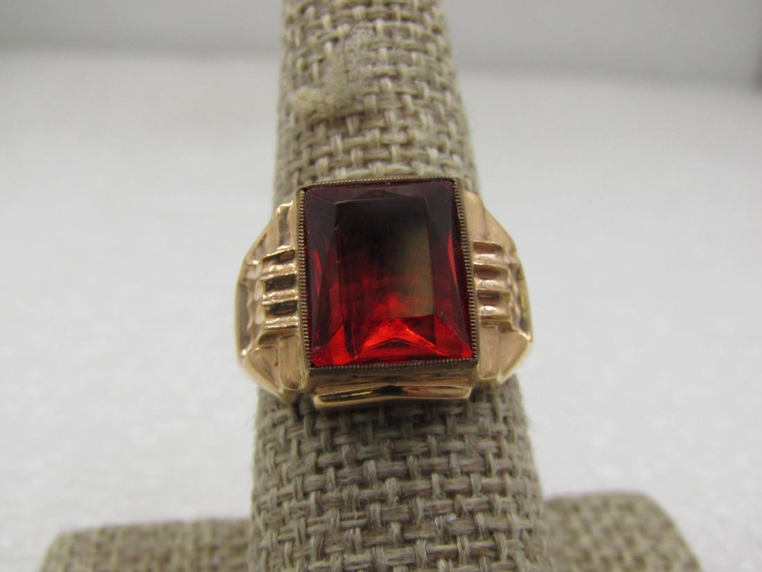 Vintage 10kt Men'S Spessartine Garnet Ring, Sz. 9 (1 of 8)